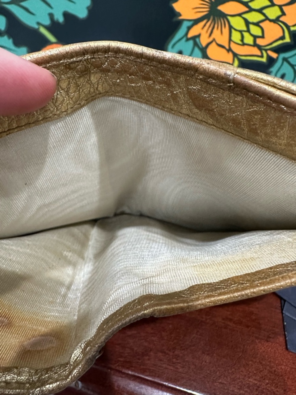 Prada Metallic Gold Leather Wallet Fold Over Long Wallet Milano Italy - Picture 14 of 14